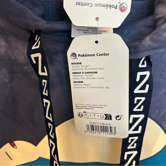 Pokémon Snorlax Blue Mineral-Wash Pullover Hoodie, Small - Picture 5 of 7